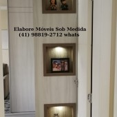 Guarda roupa sob medida em mdf com cantoneira nicho com led