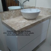 Armário para banheiro em mdf com granito e cuba redonda