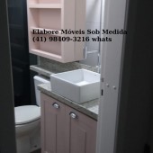 Banheiro planejado sob medida em mdf na cor Rosa