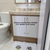 Armário de banheiro em mdf com portas e gavetão